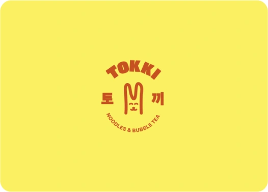 Tokki noodles and bubble tea identity.